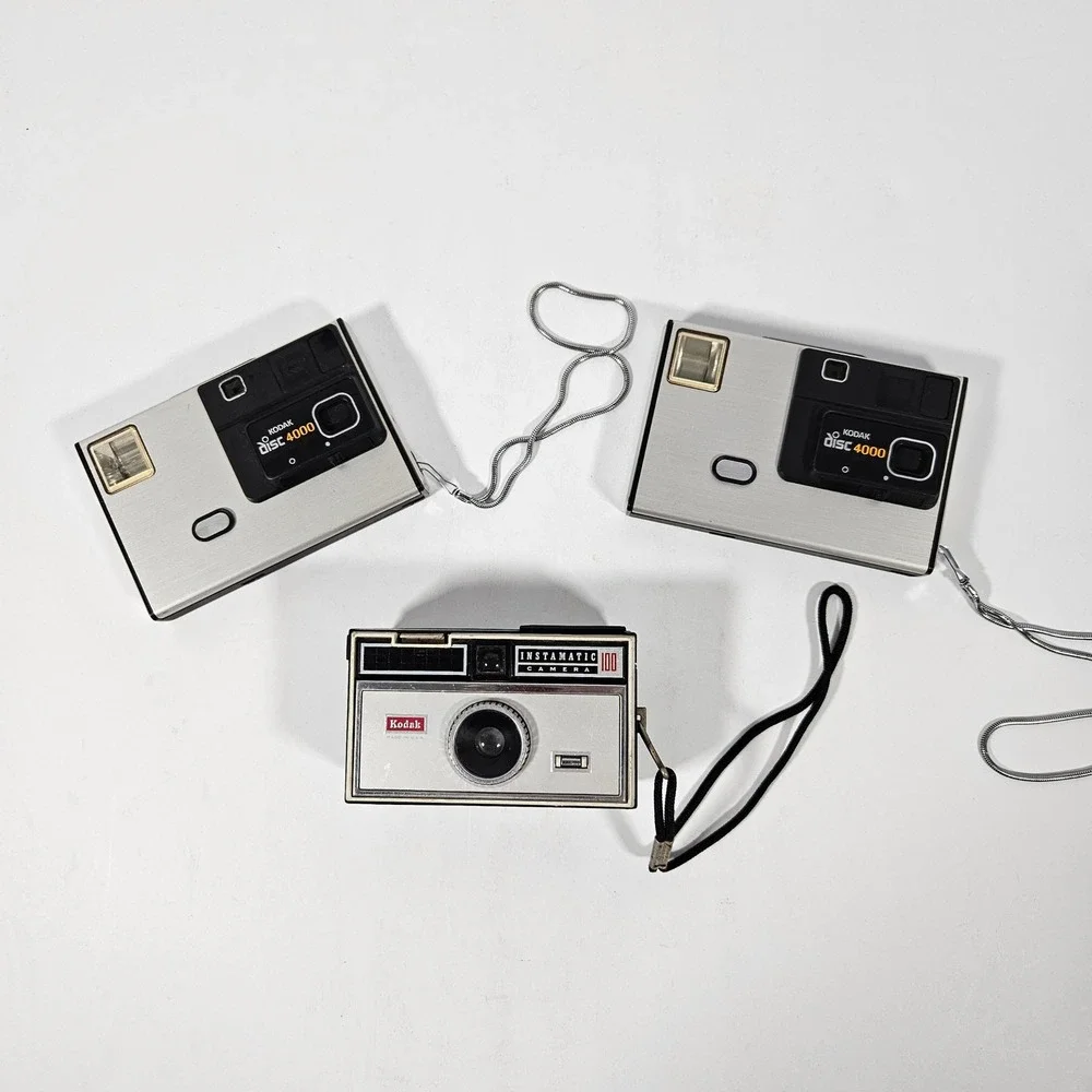 Vintage Kodak 3 Camera Lot 1 Instamatic 100 & 2 Disc 4000 Retro Film Cameras